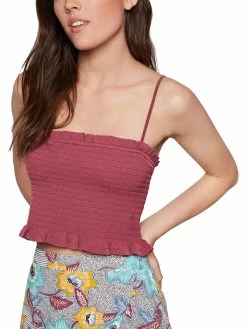 Outlet ⭐ BCBGeneration 👩 Womens Smocked Ruffled Crop Top 👏