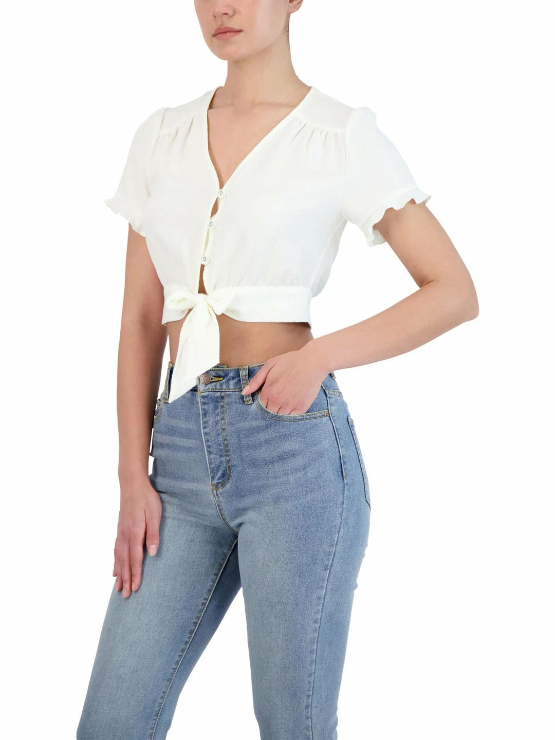 Best Pirce π BCBGeneration π© Womens Knot-Front Button-Down Crop Top β¨