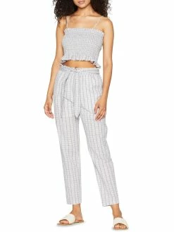 New π₯ BCBGeneration π© Womens Smocked Spaghetti Strap Crop Top β€οΈ