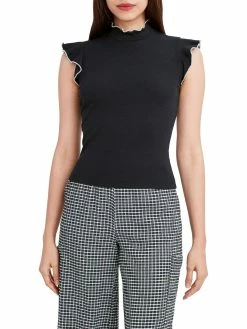 Discount ⌛ BCBGeneration 👩 Womens Flutter Sleeve Mock Neck Top 😀