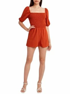 Budget 🧨 BCBGeneration 👩 Womens Smocked Puff Sleeve Romper 👍