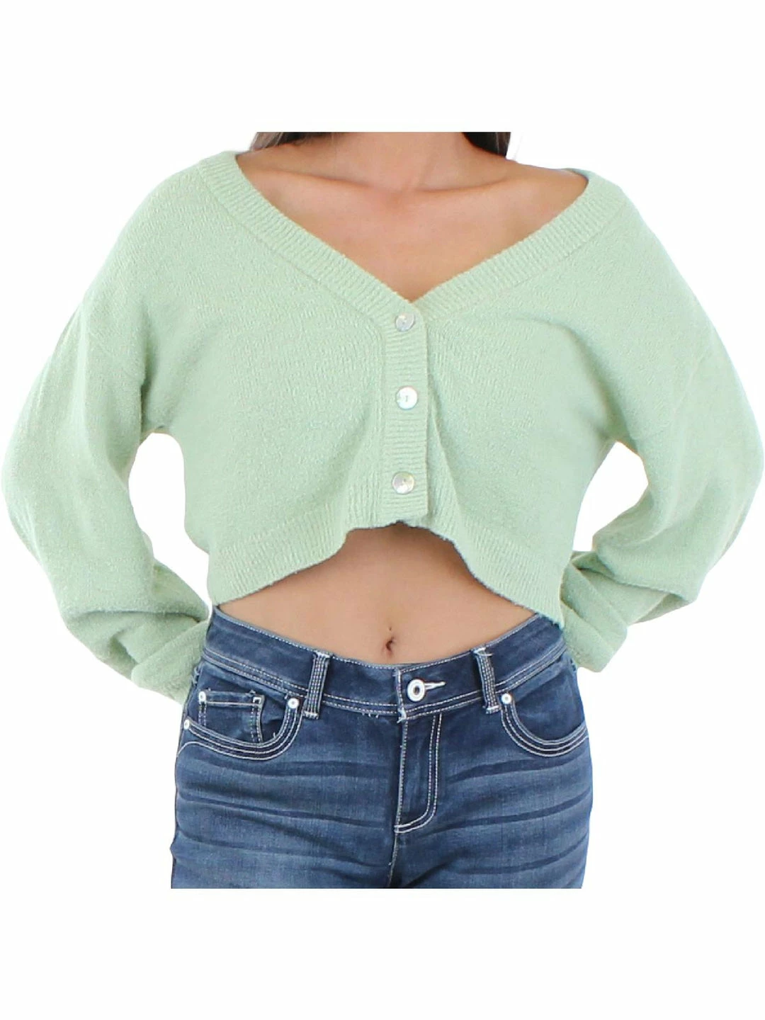 Budget 𧨠BCBGeneration π© Womens Cropped Button Front Cardigan Sweater β€οΈ