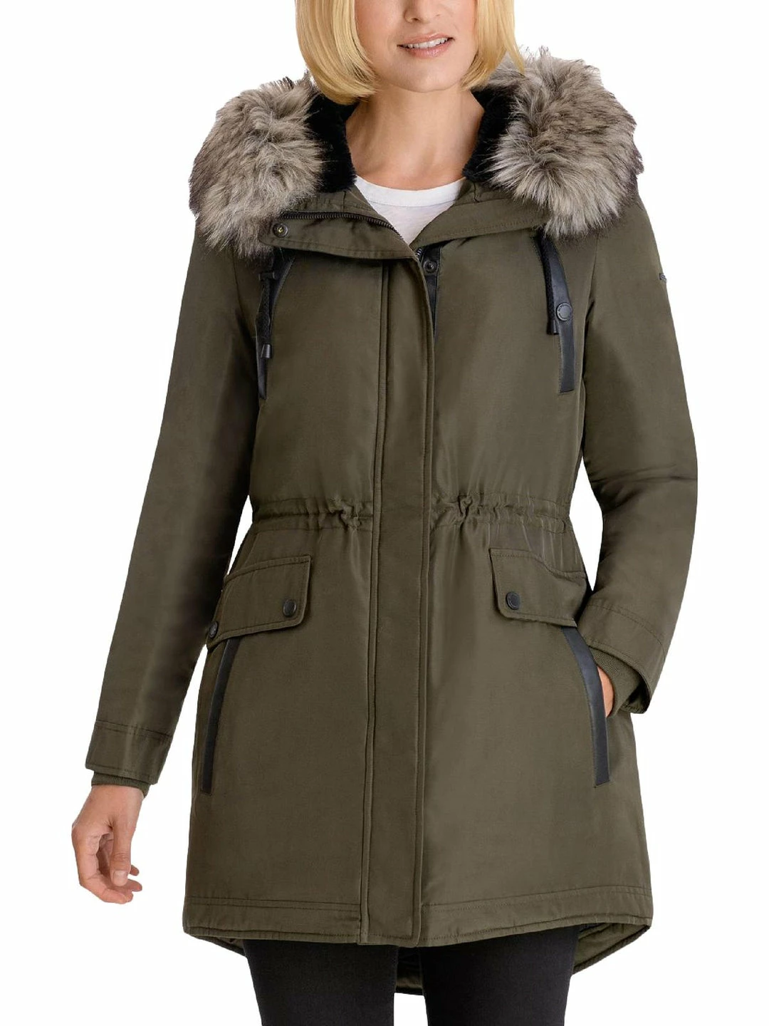 Best Pirce 𧨠BCBGeneration π© Womens Faux Fur Long Parka π§₯ Coat π - Image 2