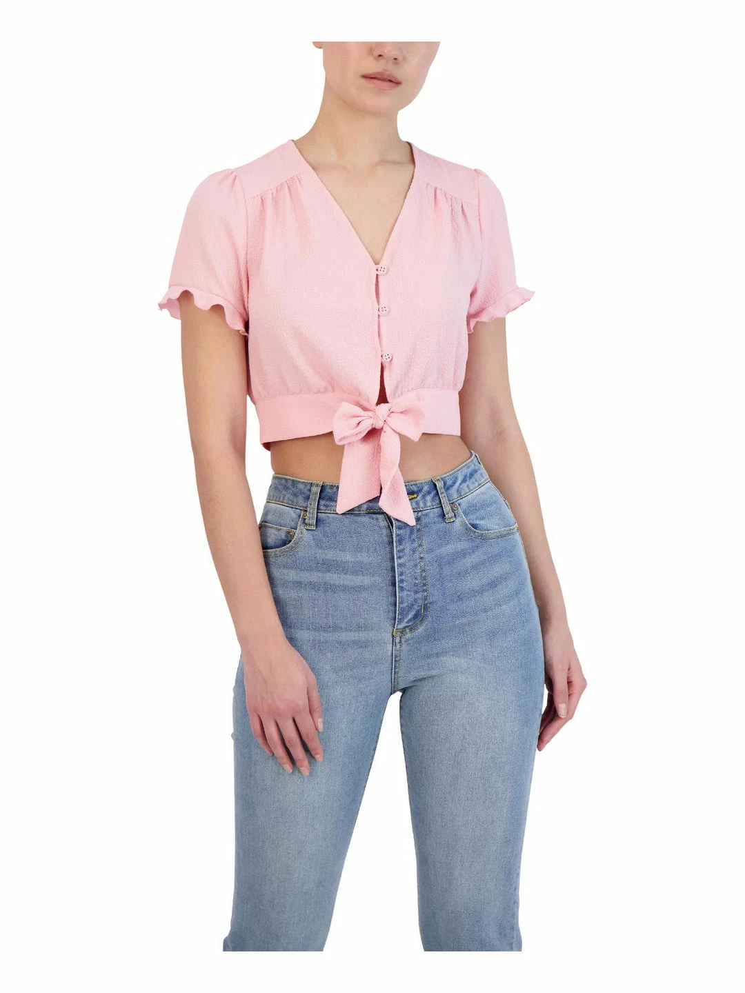 Best Pirce π BCBGeneration π© Womens Knot-Front Button-Down Crop Top β¨ - Image 3
